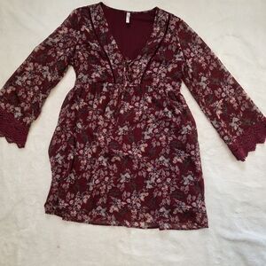 Xhilaration Burgundy Floral Dress